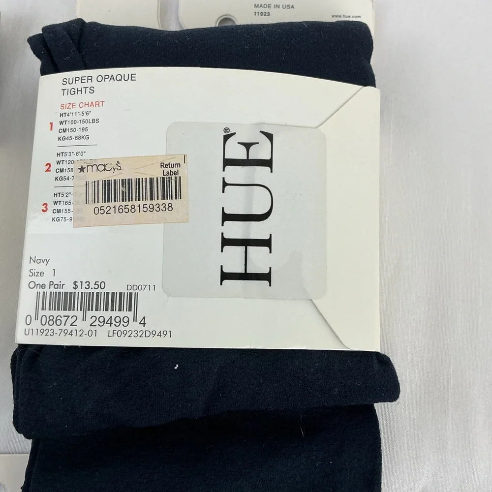 Hue tights lot of 3 black gray navy New